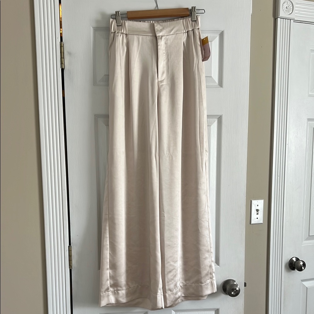 Neutral ground champagne satin  Wide-Leg Pants